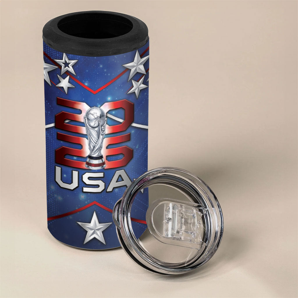 Custom United States Soccer 4 in 1 Can Cooler Tumbler American Flag Stars Trophy