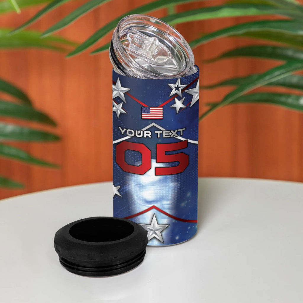 Custom United States Soccer 4 in 1 Can Cooler Tumbler American Flag Stars Trophy