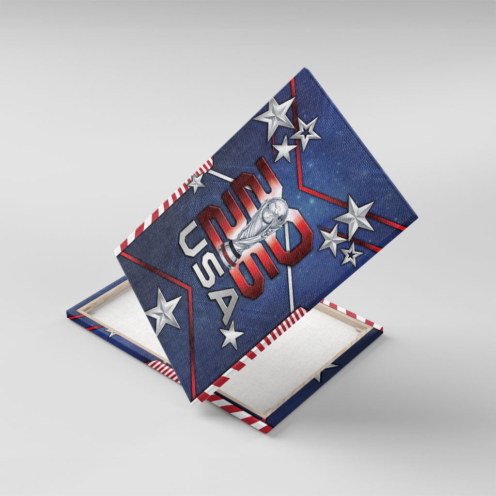 United States Soccer Canvas Wall Art American Flag Stars Trophy