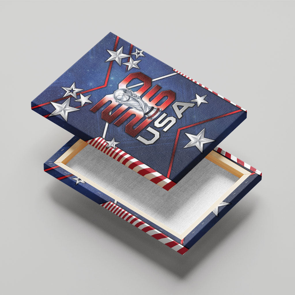 United States Soccer Canvas Wall Art American Flag Stars Trophy