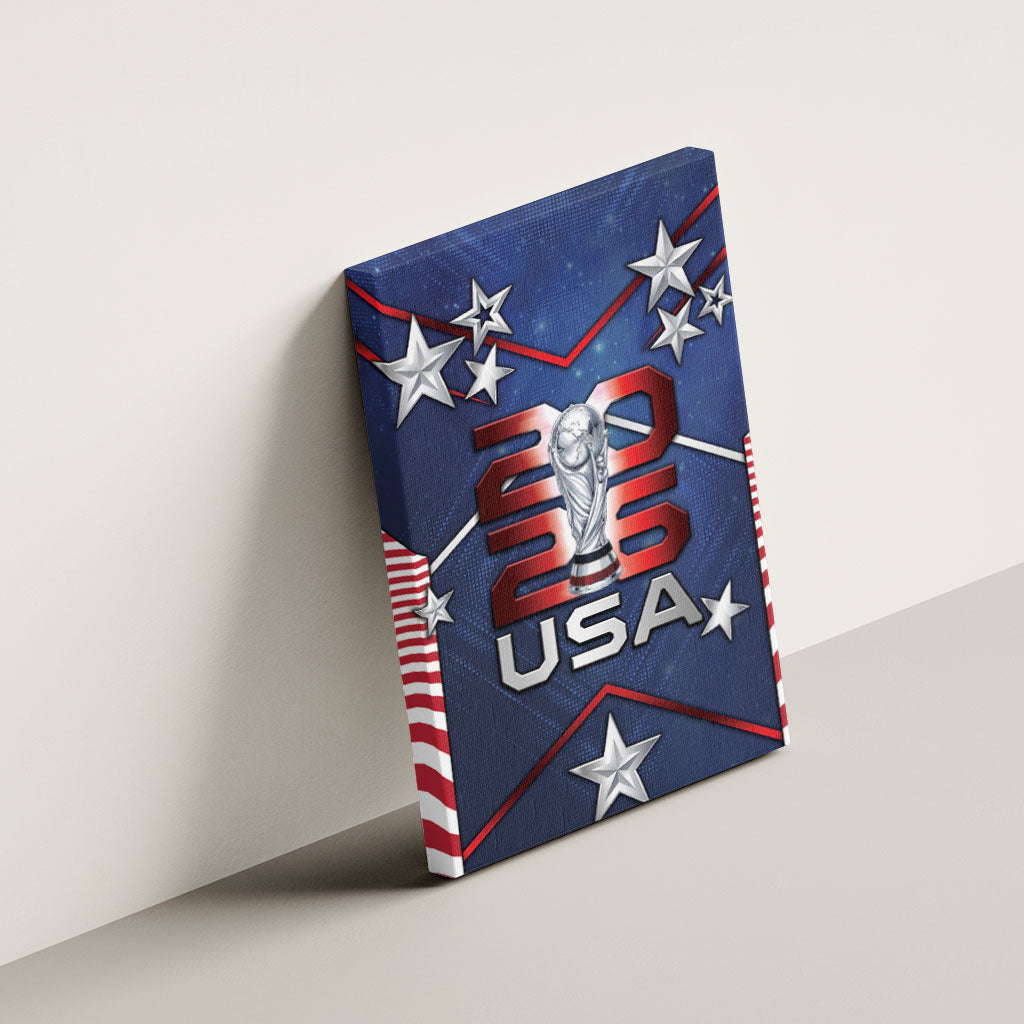 United States Soccer Canvas Wall Art American Flag Stars Trophy