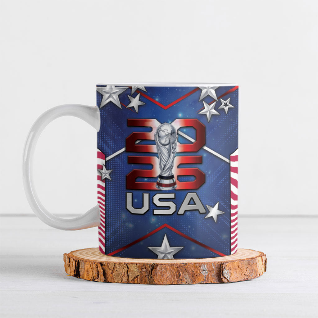 Custom United States Soccer Ceramic Mug American Flag Stars Trophy