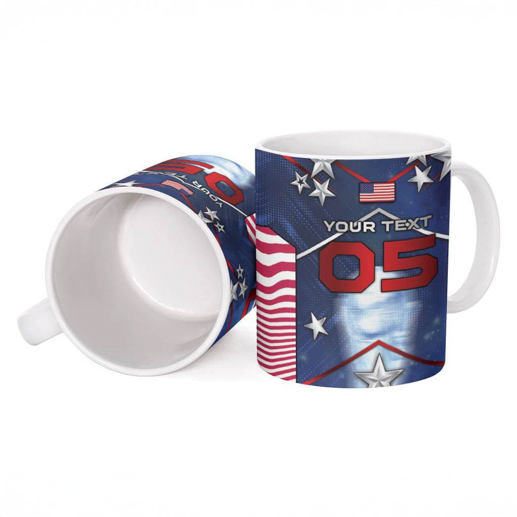 Custom United States Soccer Ceramic Mug American Flag Stars Trophy