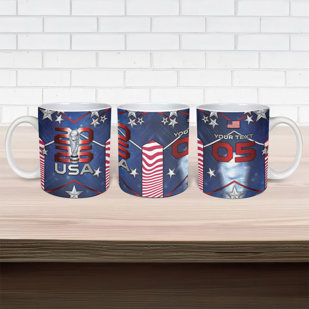 Custom United States Soccer Ceramic Mug American Flag Stars Trophy