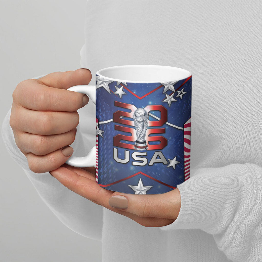 Custom United States Soccer Ceramic Mug American Flag Stars Trophy