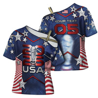 Custom United States Soccer Cross Shoulder Shirt American Flag Stars Trophy