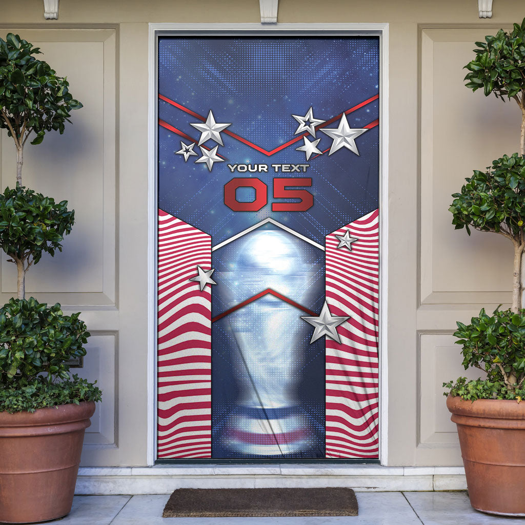 Custom United States Soccer Door Cover American Flag Stars Trophy