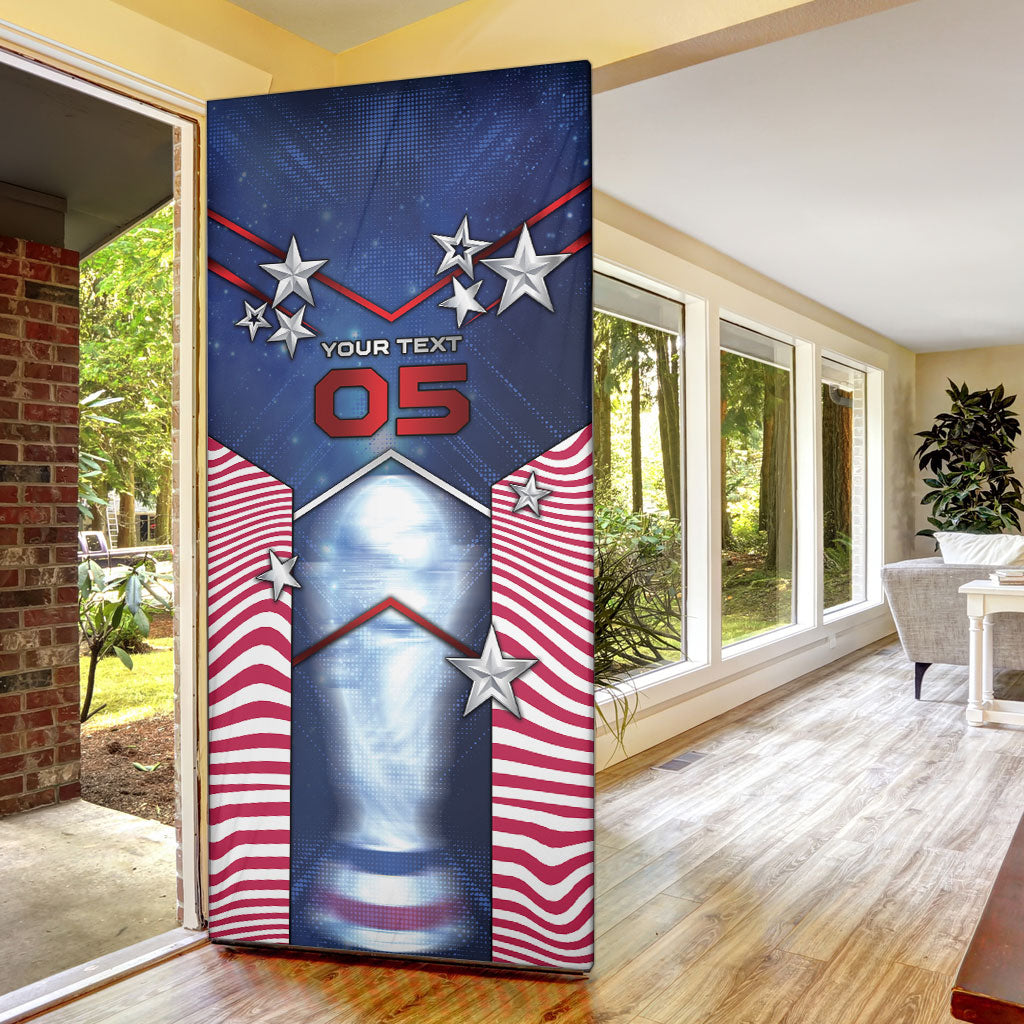 Custom United States Soccer Door Cover American Flag Stars Trophy