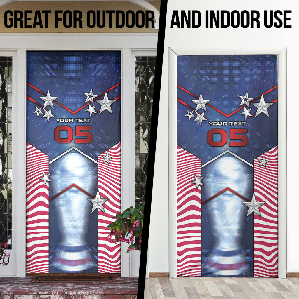 Custom United States Soccer Door Cover American Flag Stars Trophy