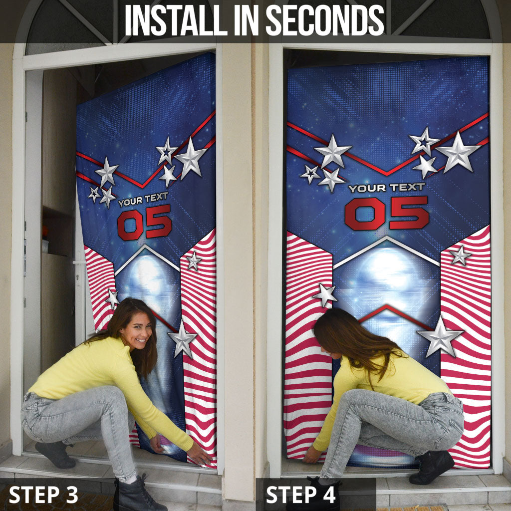 Custom United States Soccer Door Cover American Flag Stars Trophy