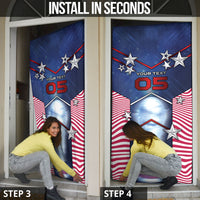 Custom United States Soccer Door Cover American Flag Stars Trophy