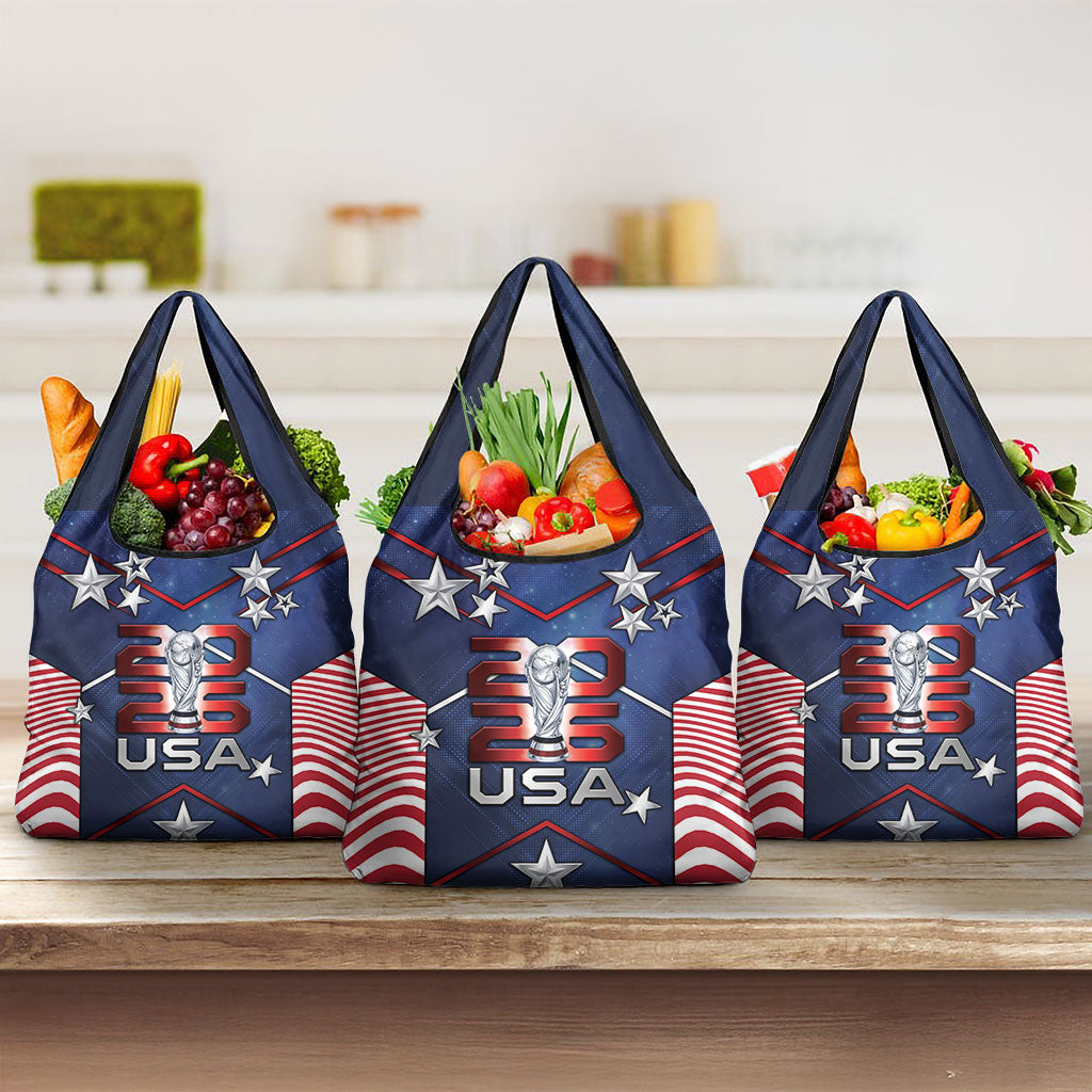 United States Soccer Grocery Bag American Flag Stars Trophy