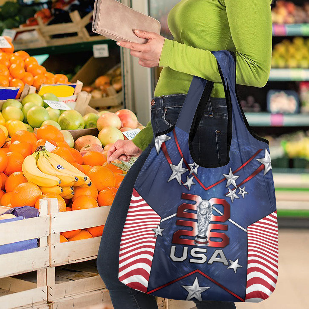 United States Soccer Grocery Bag American Flag Stars Trophy