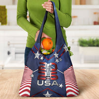United States Soccer Grocery Bag American Flag Stars Trophy