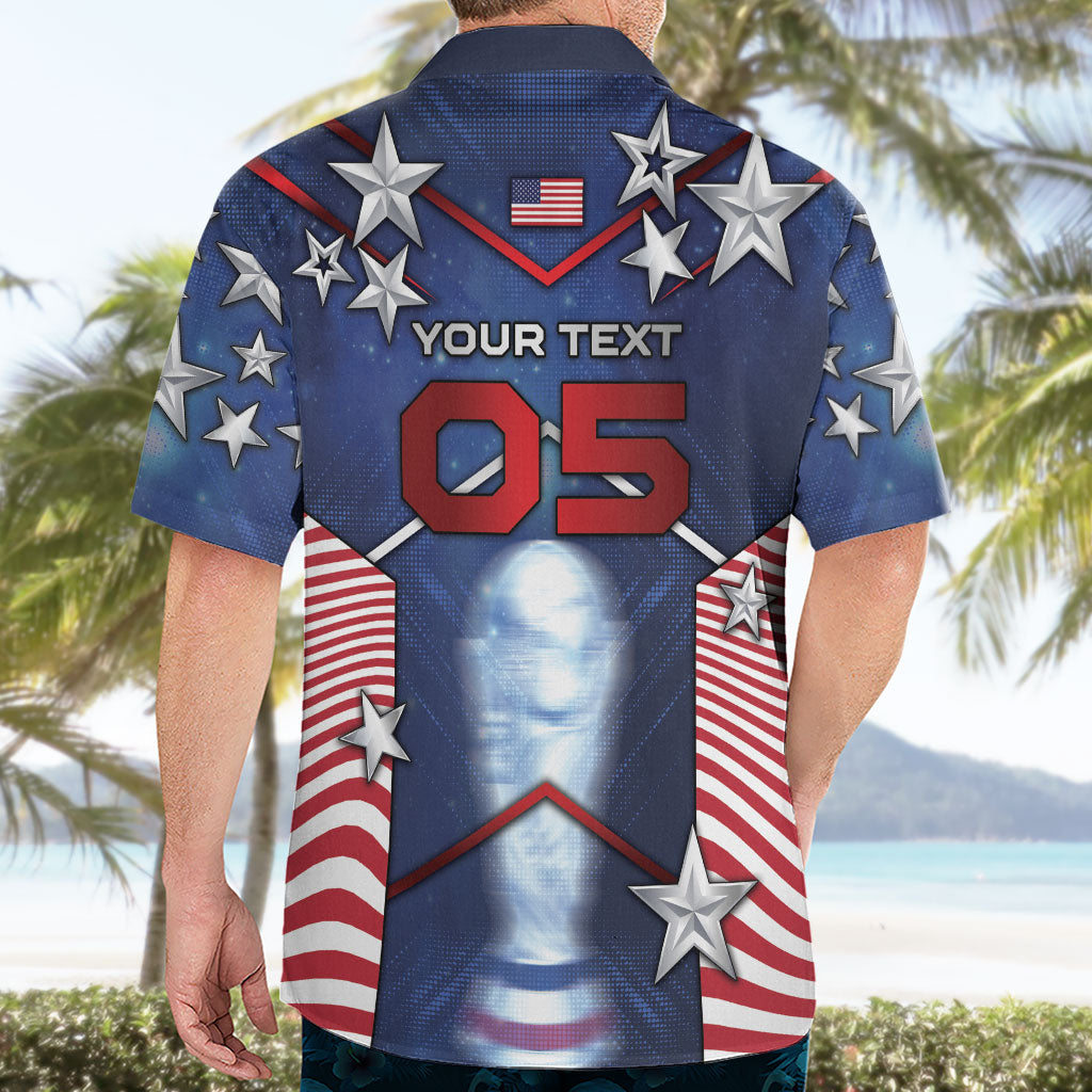 Custom United States Soccer Hawaiian Shirt American Flag Stars Trophy