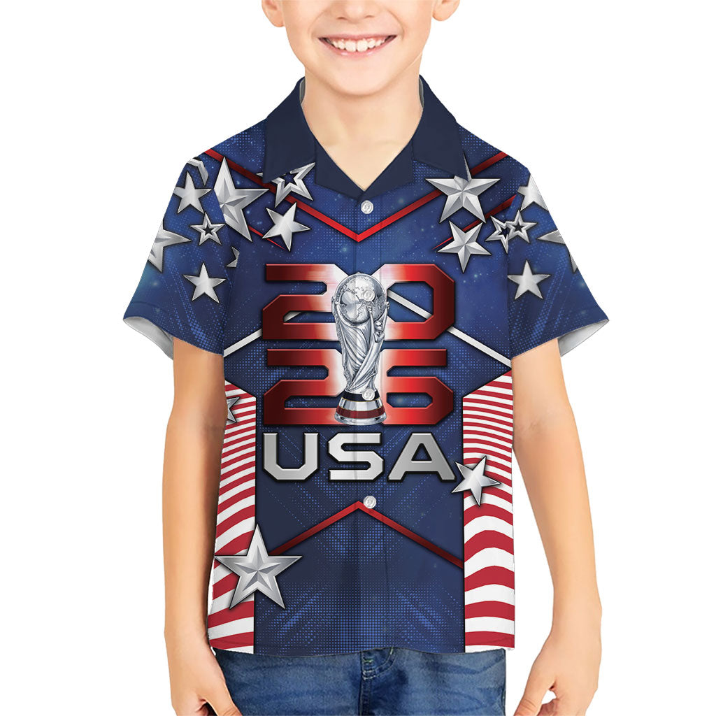 Custom United States Soccer Hawaiian Shirt American Flag Stars Trophy