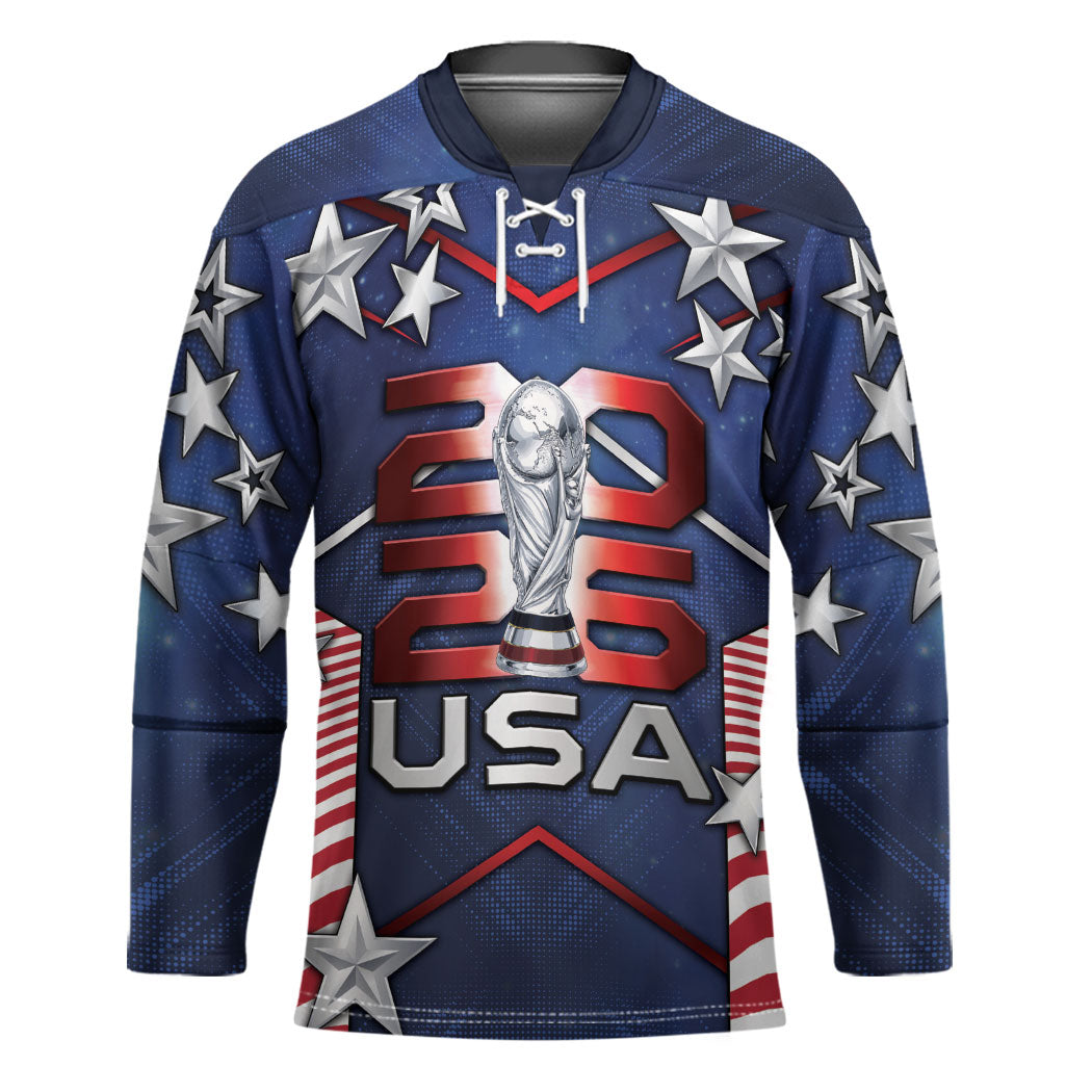 Custom United States Soccer Hockey Jersey American Flag Stars Trophy