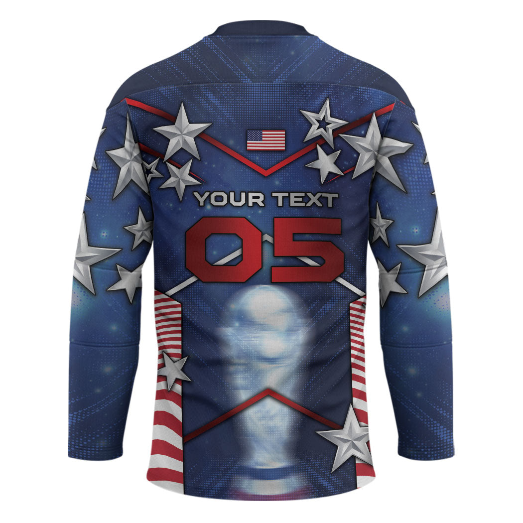 Custom United States Soccer Hockey Jersey American Flag Stars Trophy