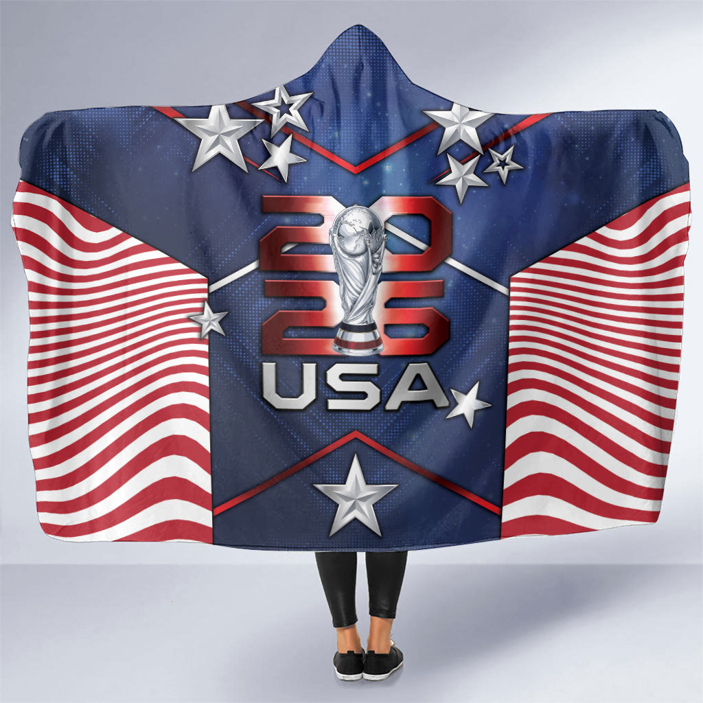 United States Soccer Hooded Blanket American Flag Stars Trophy