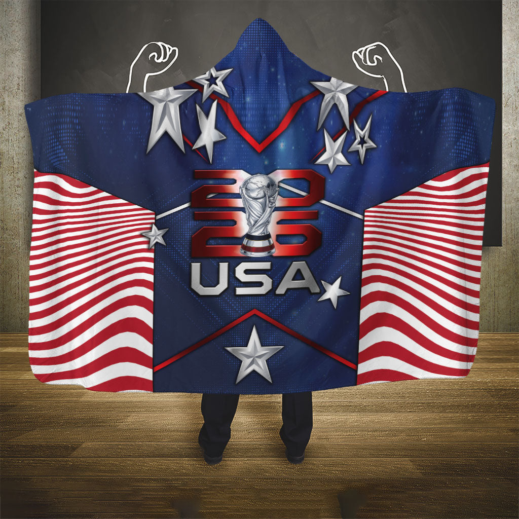 United States Soccer Hooded Blanket American Flag Stars Trophy
