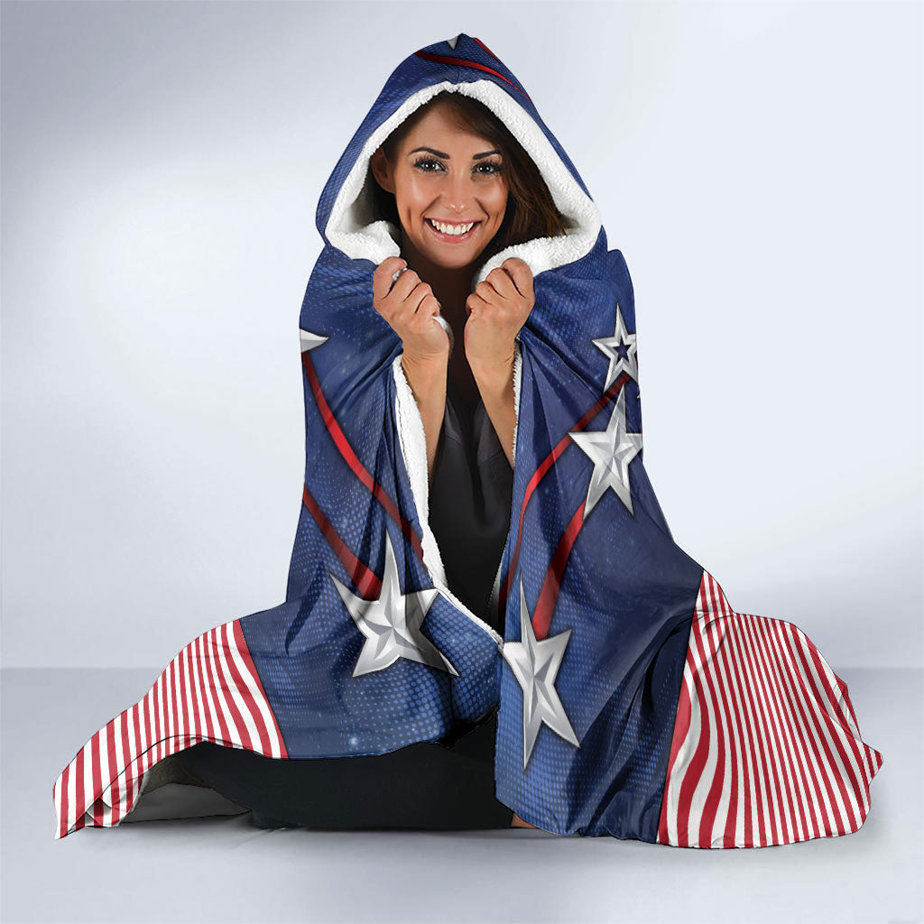 United States Soccer Hooded Blanket American Flag Stars Trophy