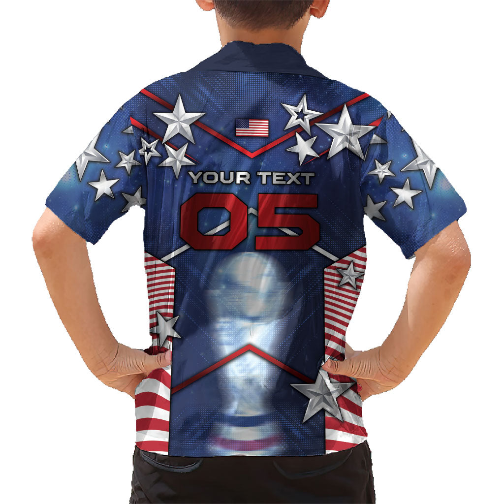 Custom United States Soccer Kid Hawaiian Shirt American Flag Stars Trophy