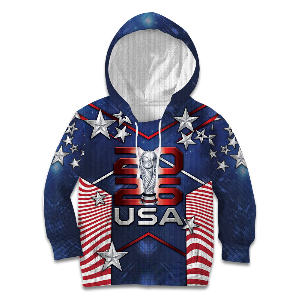Custom United States Soccer Kid Hoodie American Flag Stars Trophy