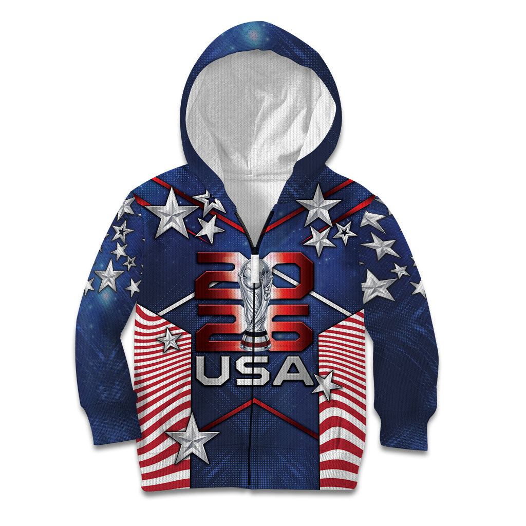 Custom United States Soccer Kid Hoodie American Flag Stars Trophy