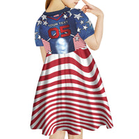Custom United States Soccer Kid Short Sleeve Dress American Flag Stars Trophy