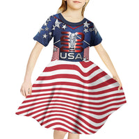 Custom United States Soccer Kid Short Sleeve Dress American Flag Stars Trophy