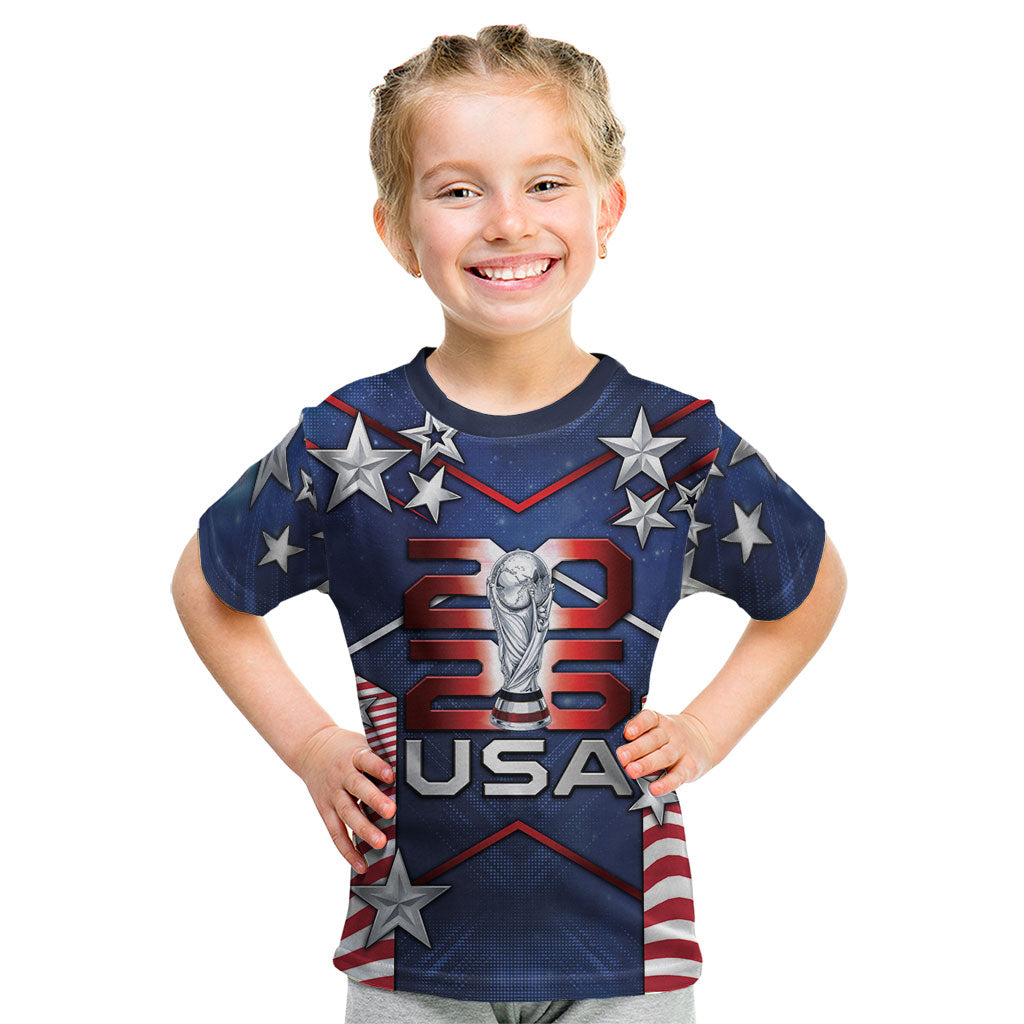 Custom United States Soccer Kid T Shirt American Flag Stars Trophy