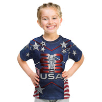 Custom United States Soccer Kid T Shirt American Flag Stars Trophy