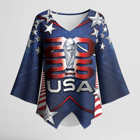 Custom United States Soccer Kimono Sleeve Blouse American Flag Stars Trophy