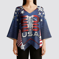 Custom United States Soccer Kimono Sleeve Blouse American Flag Stars Trophy