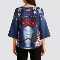 Custom United States Soccer Kimono Sleeve Blouse American Flag Stars Trophy