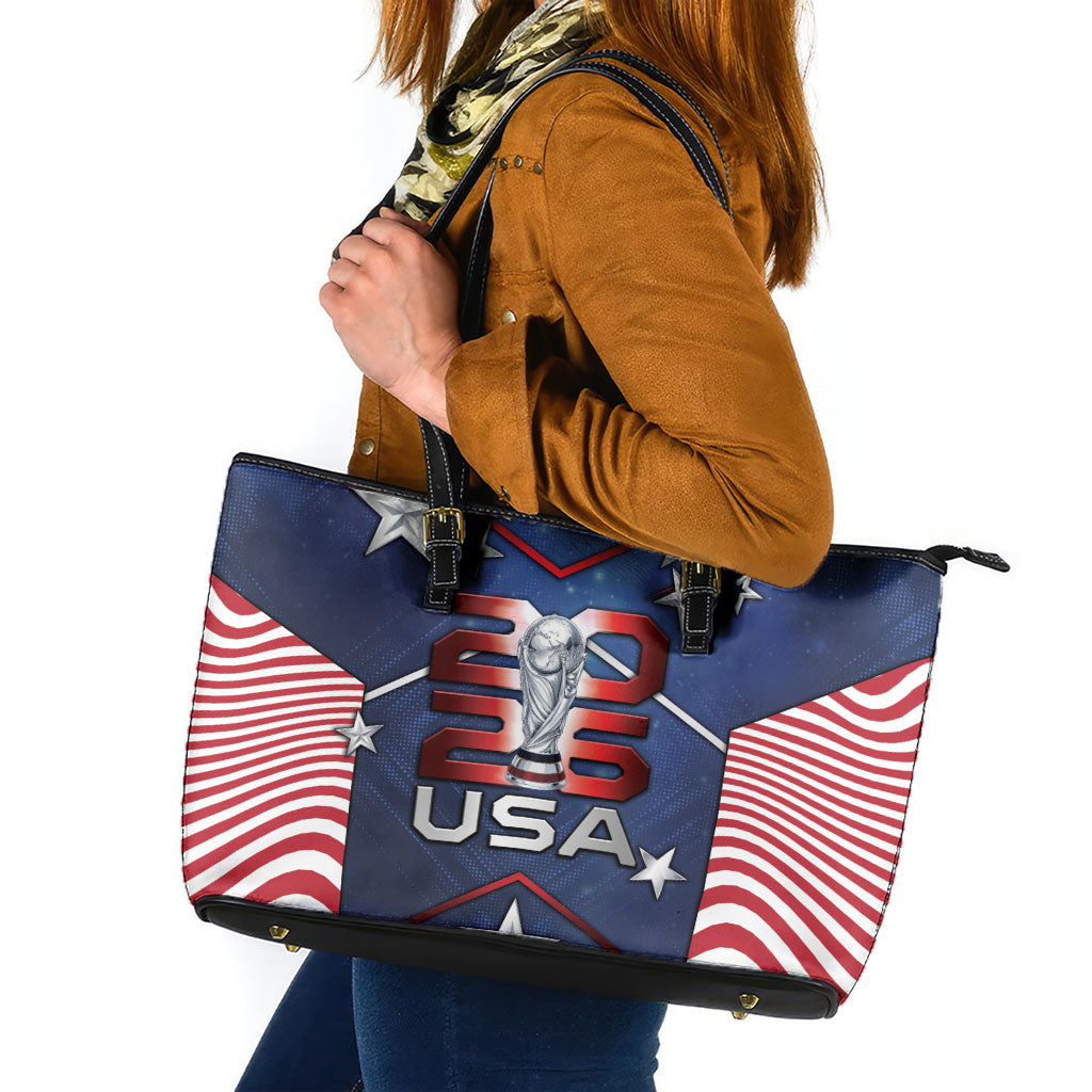 United States Soccer Leather Tote Bag American Flag Stars Trophy