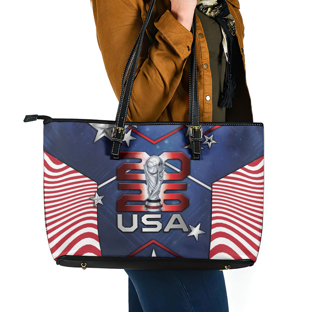 United States Soccer Leather Tote Bag American Flag Stars Trophy