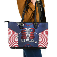 United States Soccer Leather Tote Bag American Flag Stars Trophy