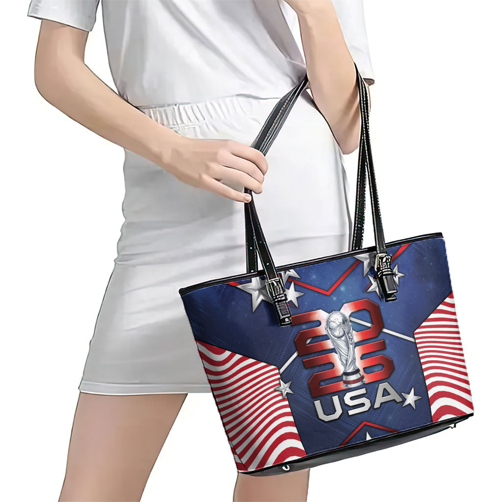 United States Soccer Leather Tote Bag American Flag Stars Trophy