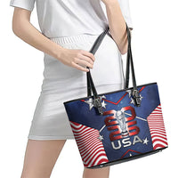 United States Soccer Leather Tote Bag American Flag Stars Trophy