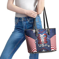 United States Soccer Leather Tote Bag American Flag Stars Trophy