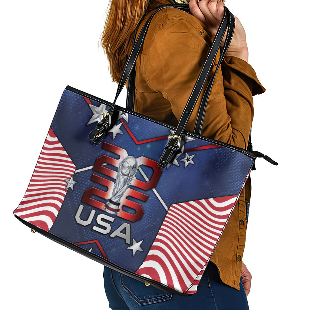 United States Soccer Leather Tote Bag American Flag Stars Trophy