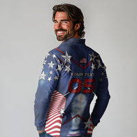 Custom United States Soccer Long Sleeve Polo Shirt American Flag Stars Trophy