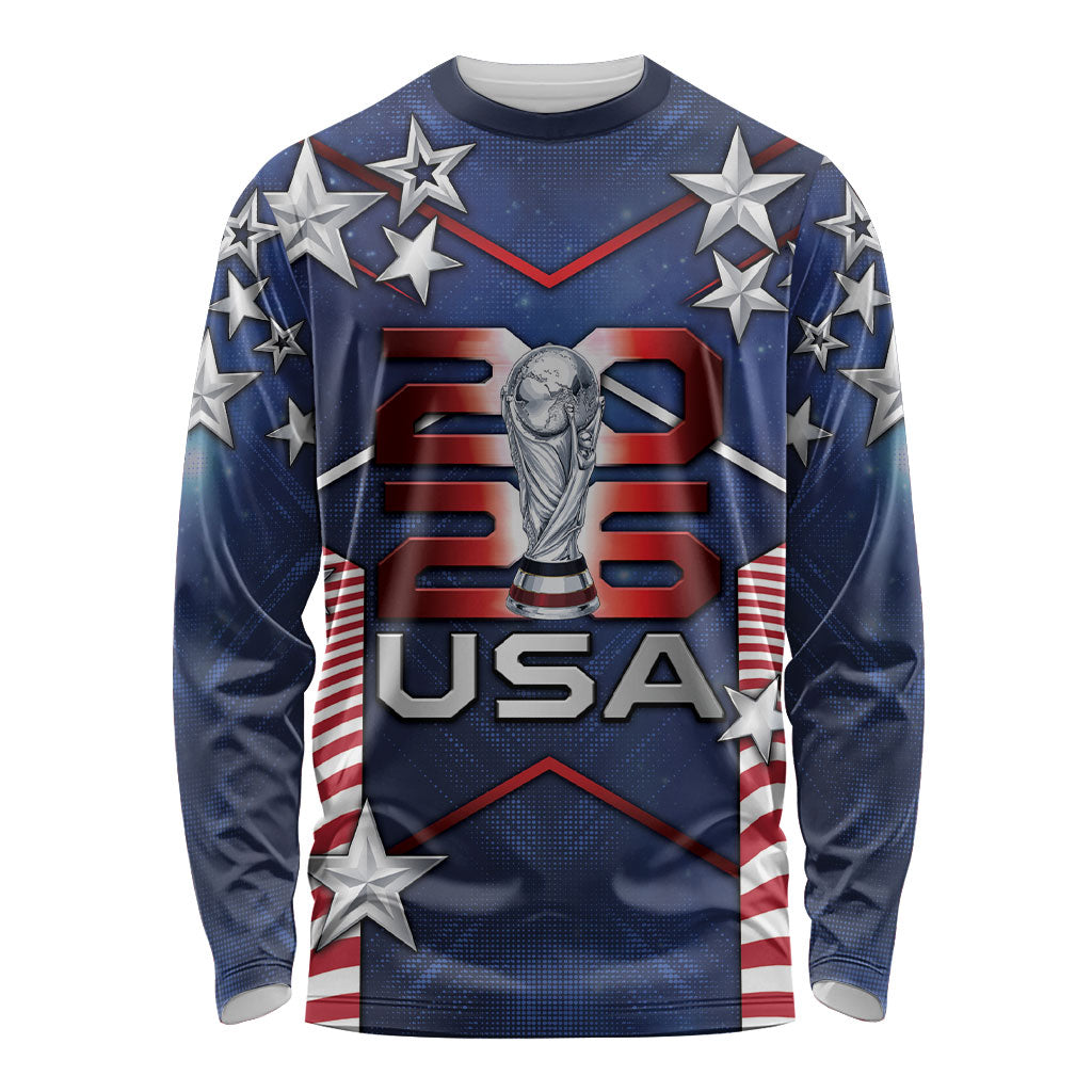 Custom United States Soccer Long Sleeve Shirt American Flag Stars Trophy