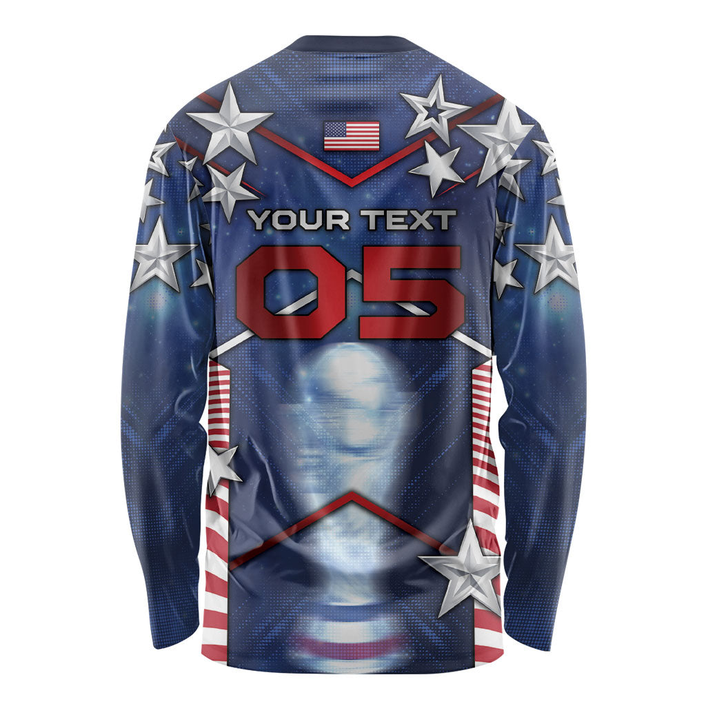 Custom United States Soccer Long Sleeve Shirt American Flag Stars Trophy