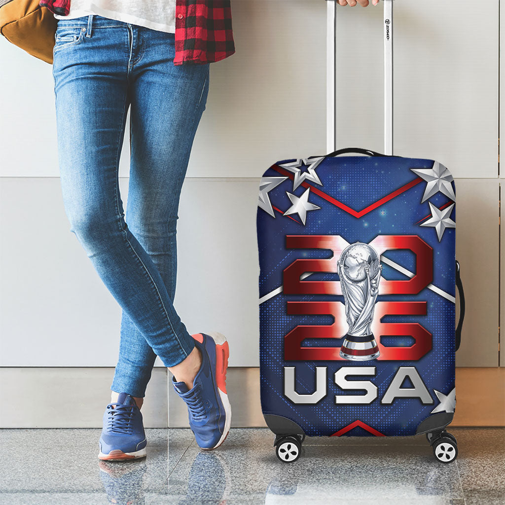 United States Soccer Luggage Cover American Flag Stars Trophy