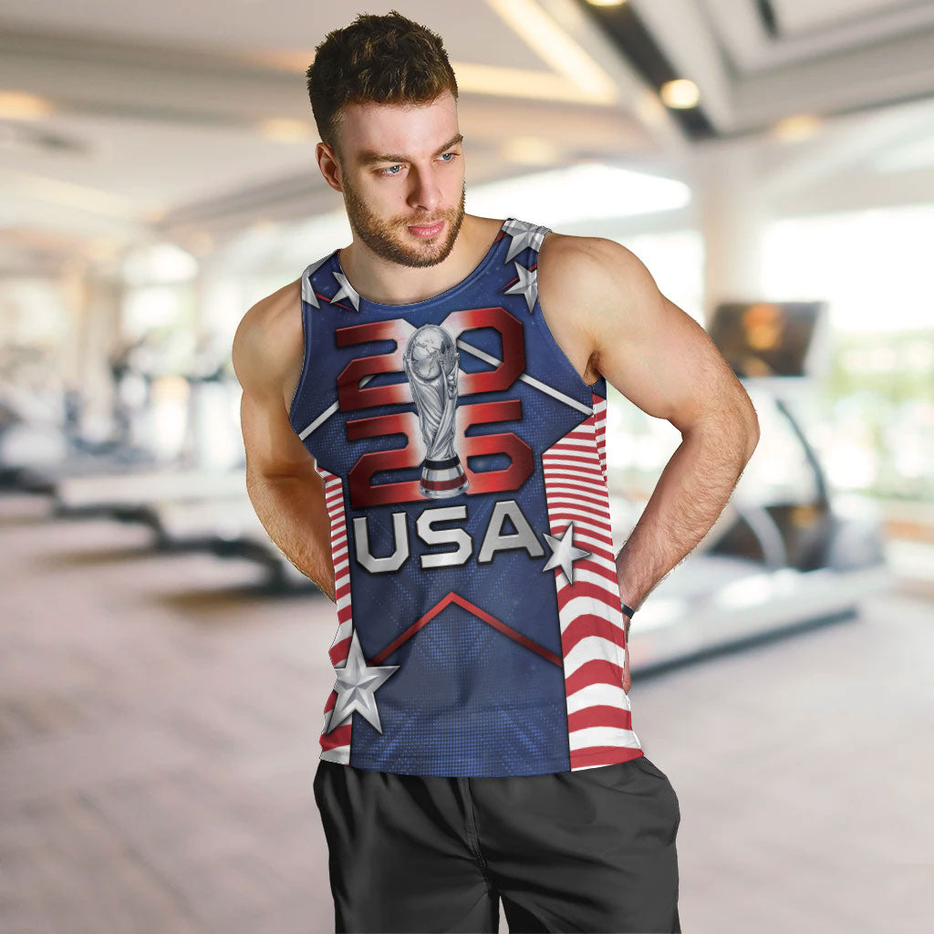 Custom United States Soccer Men Tank Top American Flag Stars Trophy