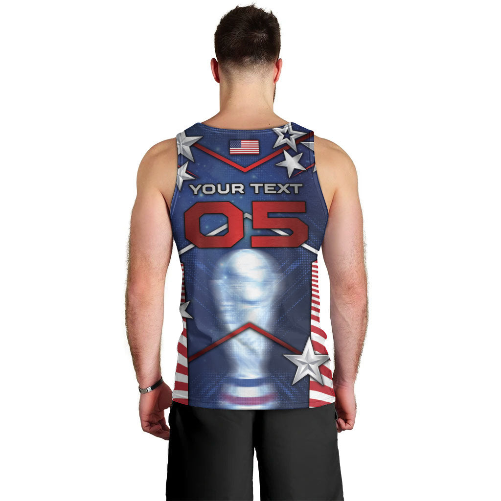 Custom United States Soccer Men Tank Top American Flag Stars Trophy