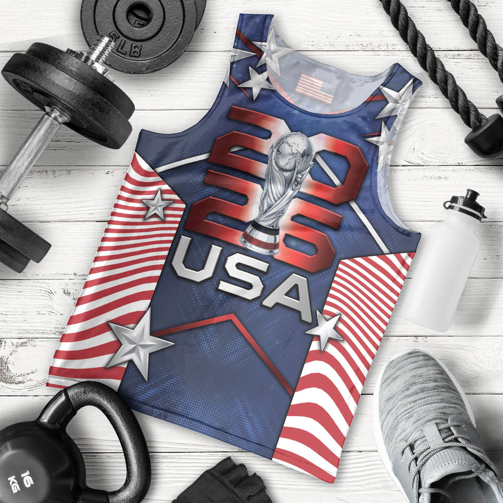 Custom United States Soccer Men Tank Top American Flag Stars Trophy