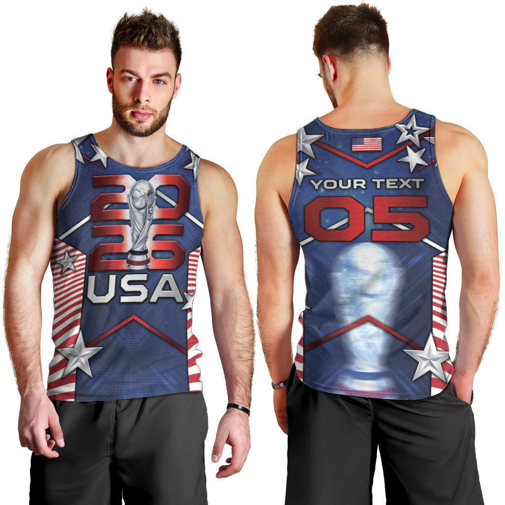 Custom United States Soccer Men Tank Top American Flag Stars Trophy